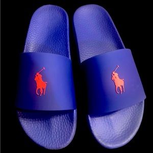 New! Mens Royal blue Ralph Lauren Polo Slides